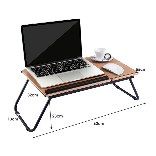Klappbarer Laptoptisch mit neigbarer Platte, 4 Neigungswinkel, Schwarz