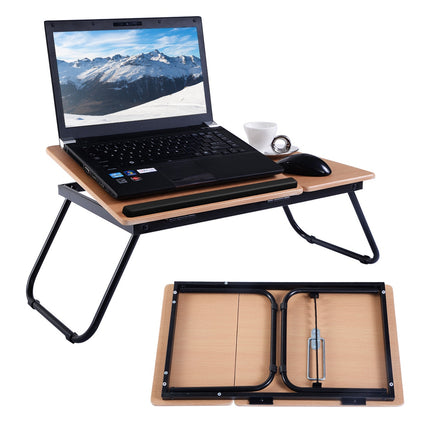 Klappbarer Laptoptisch mit neigbarer Platte, 4 Neigungswinkel, Schwarz