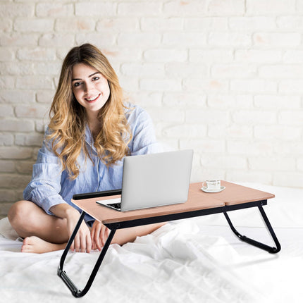 Klappbarer Laptoptisch mit neigbarer Platte, 4 Neigungswinkel, Schwarz