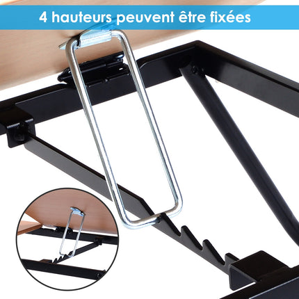 Klappbarer Laptoptisch mit neigbarer Platte, 4 Neigungswinkel, Schwarz
