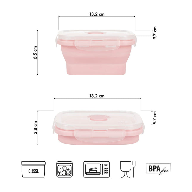 Faltbare Lunchbox, Rosa, 355ml, Tragbarer Behälter