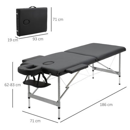Klappbare Massageliege, 7 Zonen, höhenverstellbar, schwarz