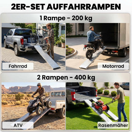 Folding Metal Loading Ramps, Set of 2, 400 kg Capacity