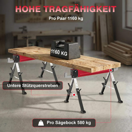 Sada skládacích kovových koz, nosnost 1160kg, nastavitelná výška