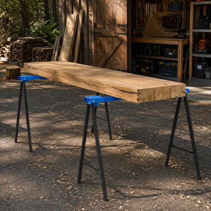 Folding Metal Sawhorse Set of 2 with Anti-Slip Pad, Up to 250 kg, Blue