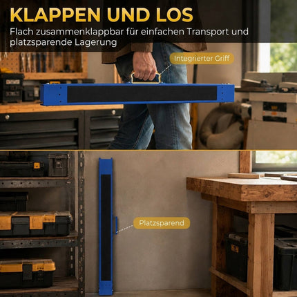 Folding Metal Sawhorse Set of 2 with Anti-Slip Pad, Up to 250 kg, Blue