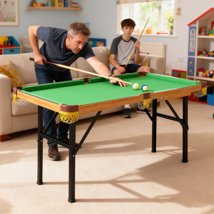 Folding Mini Billiard Table, 2 Cues, 16 Balls, Green