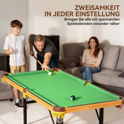Folding Mini Billiard Table, 2 Cues, 16 Balls, Green