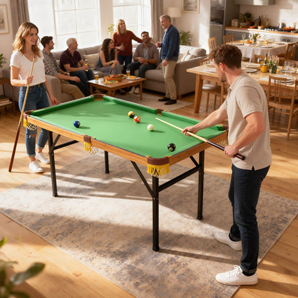 Folding Mini Billiard Table, 2 Cues, 16 Balls, Green