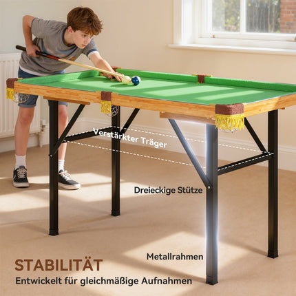Folding Mini Billiard Table, 2 Cues, 16 Balls, Green