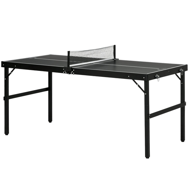 Faltbares Mini-Tischtennis-Set mit Netz – Schwarzes Aluminium