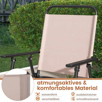 Folding Outdoor Bar Stools Set of 2 with Footrest, Beige