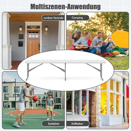 Klappbare Outdoor-Sitzbank, 182 cm, Weiß, tragbar & robust