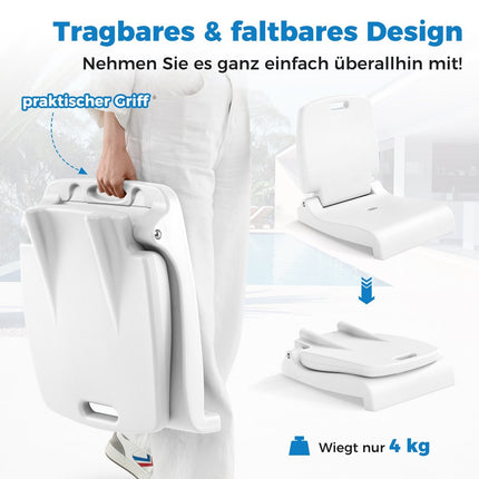Folding Outdoor Chair with Handle & Drain Hole, White