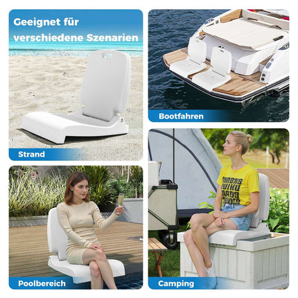 Folding Outdoor Chair with Handle & Drain Hole, White