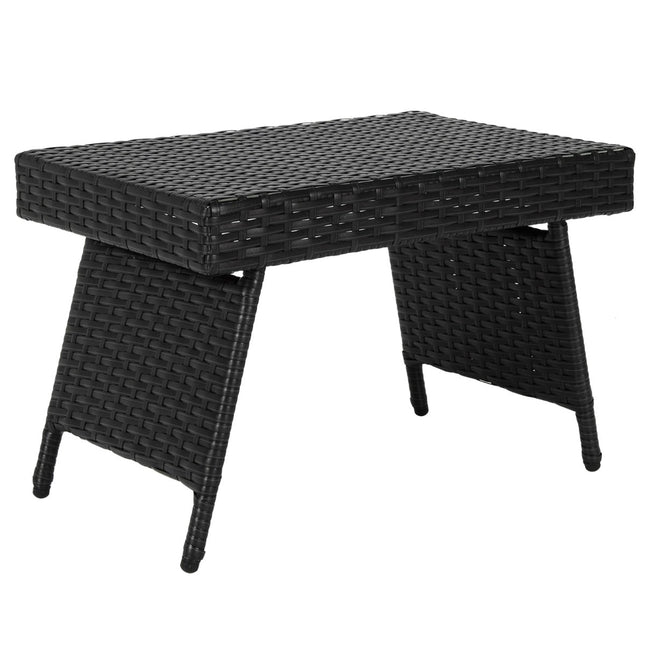 Klappbarer Outdoor-Couchtisch, Schwarz, wetterfestes Rattan
