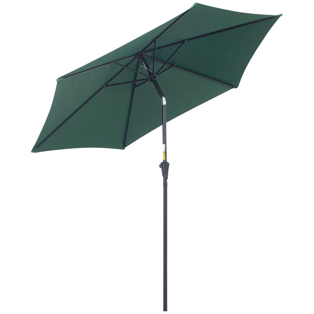 Dunkelgrüner klappbarer Gartenschirm, Aluminium, 2,7 m Durchmesser