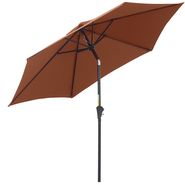 Brauner faltbarer Sonnenschirm mit Handkurbel, Aluminiumgestell