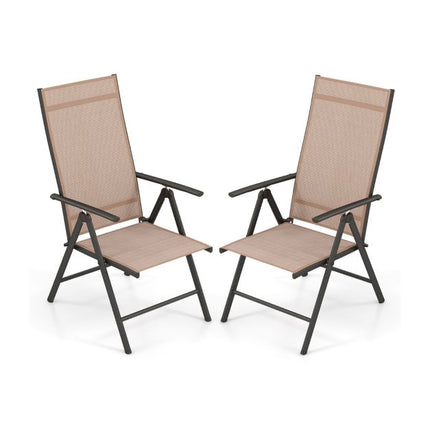 Klappbare Gartenstühle 2er-Set, 7-fach verstellbar, 180 kg, Braun