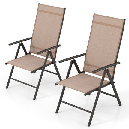 Klappbare Gartenstühle 2er-Set, 7-fach verstellbar, 180 kg, Braun