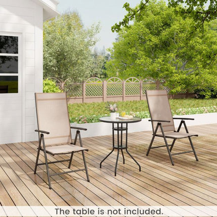 Klappbare Gartenstühle 2er-Set, 7-fach verstellbar, 180 kg, Braun