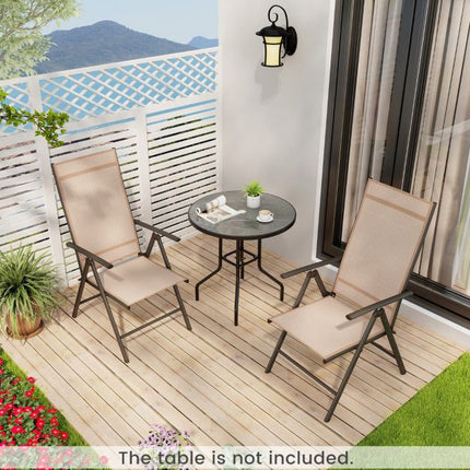 Klappbare Gartenstühle 2er-Set, 7-fach verstellbar, 180 kg, Braun