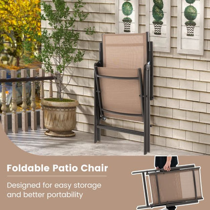 Klappbare Gartenstühle 2er-Set, 7-fach verstellbar, 180 kg, Braun