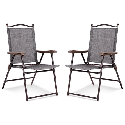 Klappbare Terrassenstühle 2er-Set mit Armlehnen, Grau
