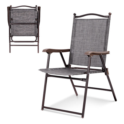 Klappbare Terrassenstühle 2er-Set mit Armlehnen, Grau