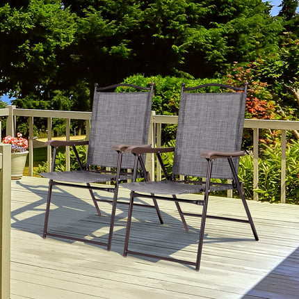 Klappbare Terrassenstühle 2er-Set mit Armlehnen, Grau