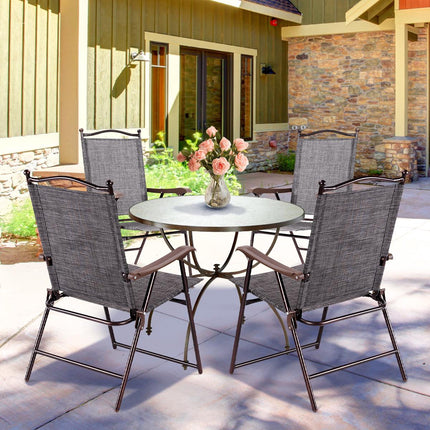Klappbare Terrassenstühle 2er-Set mit Armlehnen, Grau