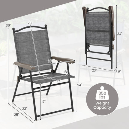 Klappbare Terrassenstühle 2er-Set mit Armlehnen, Grau