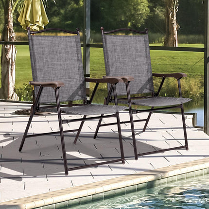 Klappbare Terrassenstühle 2er-Set mit Armlehnen, Grau