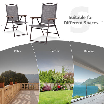 Klappbare Terrassenstühle 2er-Set mit Armlehnen, Grau