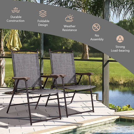 Klappbare Terrassenstühle 2er-Set mit Armlehnen, Grau