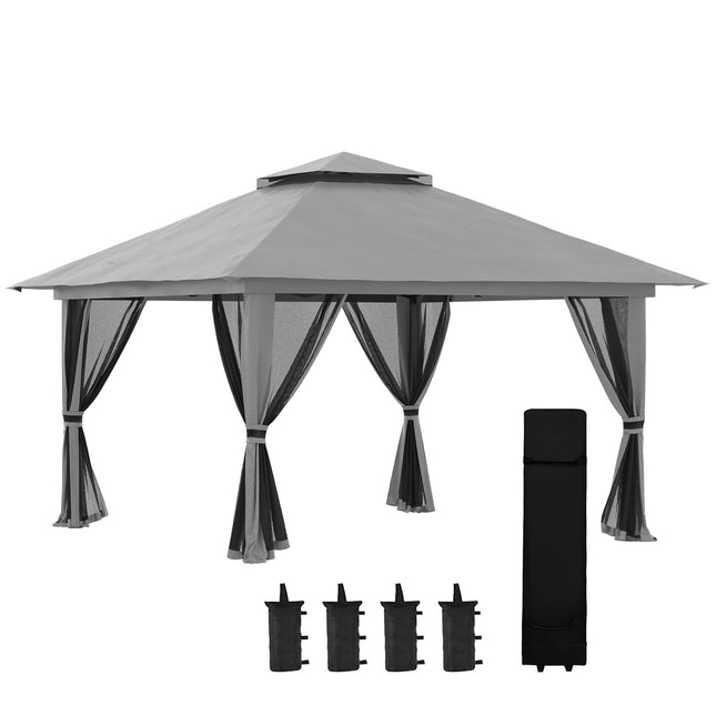 Pop-up Gartenpavillon 4x4m mit UV-Schutz und Netzseitenwänden