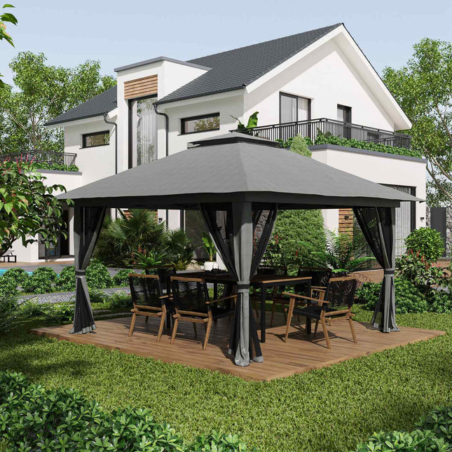 Pop-up Gartenpavillon 4x4m mit UV-Schutz und Netzseitenwänden