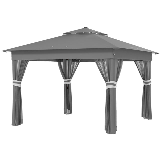 Faltbarer Gartenpavillon 3x3m mit LED & Vorhängen