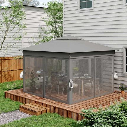 Faltbarer Gartenpavillon 3x3m mit LED & Vorhängen
