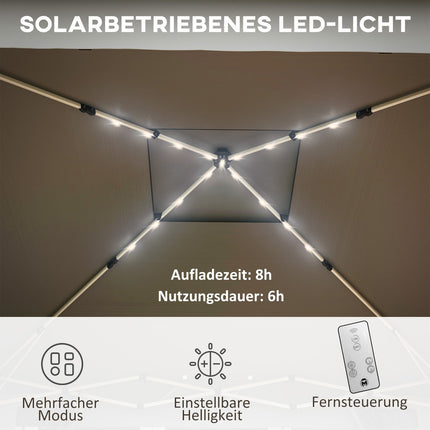 Faltbarer Gartenpavillon 3x3m mit LED & Vorhängen