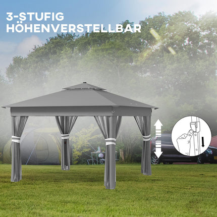 Faltbarer Gartenpavillon 3x3m mit LED & Vorhängen