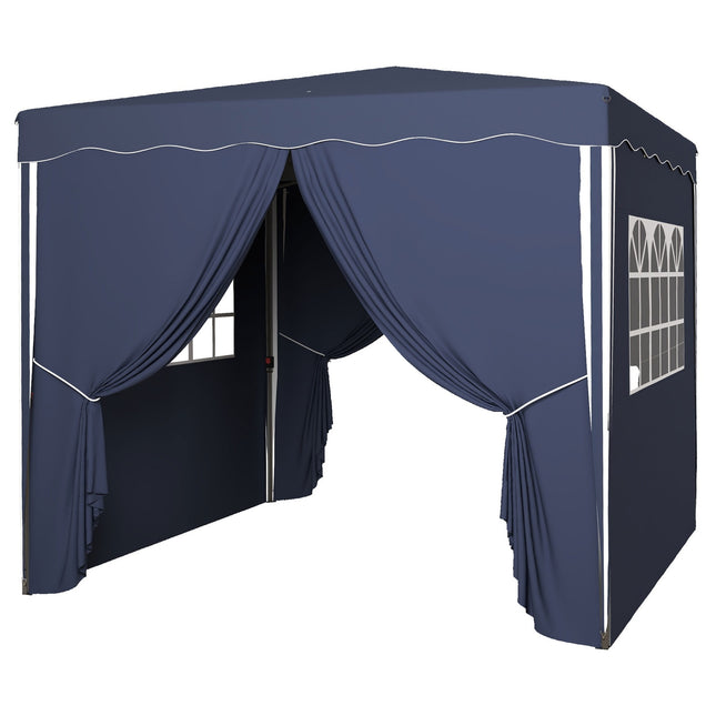 Blauer Faltpavillon 3x3m, UV-Schutz, Seitenwände