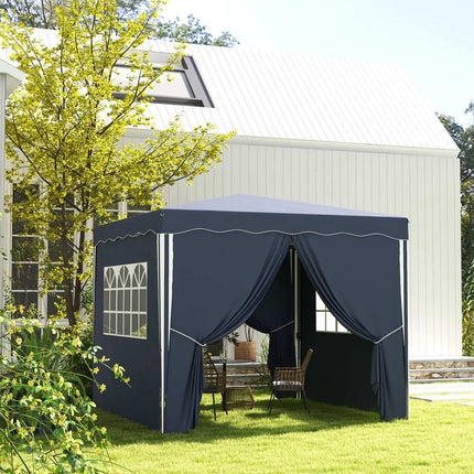 Blauer Faltpavillon 3x3m, UV-Schutz, Seitenwände