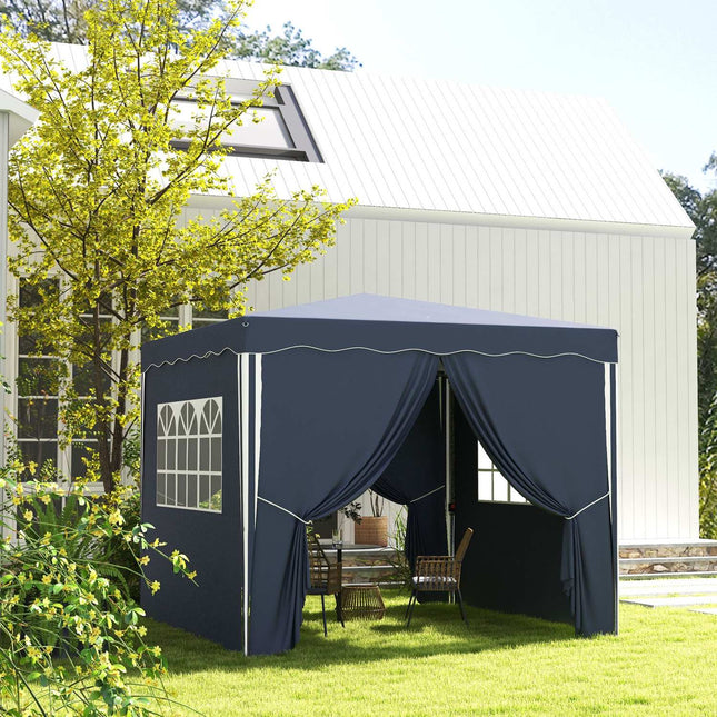 Blauer Faltpavillon 3x3m, UV-Schutz, Seitenwände