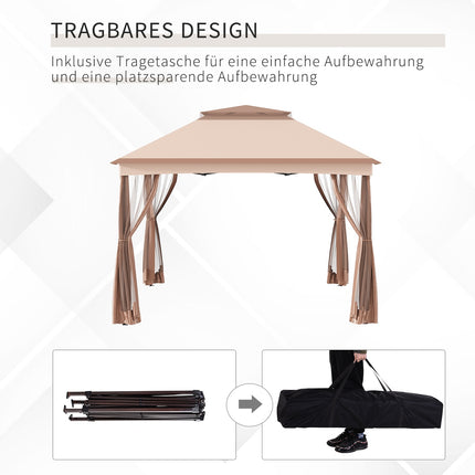 Pop-Up-Gartenzelt mit Seitenwänden, Khaki, 3,25x3,25x2,65M