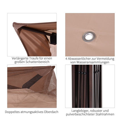 Pop-Up-Gartenzelt mit Seitenwänden, Khaki, 3,25x3,25x2,65M