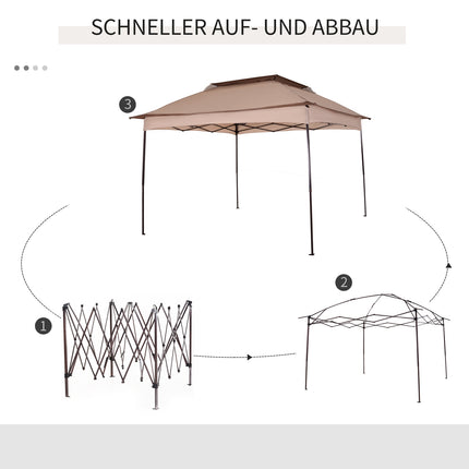 Pop-Up-Gartenzelt mit Seitenwänden, Khaki, 3,25x3,25x2,65M