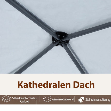 Faltpavillon, 3x3M, Cremeweiß, Seitenwände und Tasche