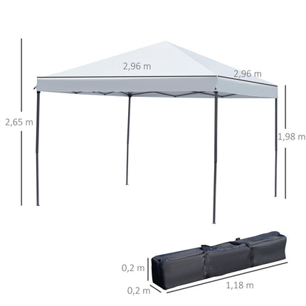 Faltpavillon, 3x3M, Cremeweiß, Seitenwände und Tasche