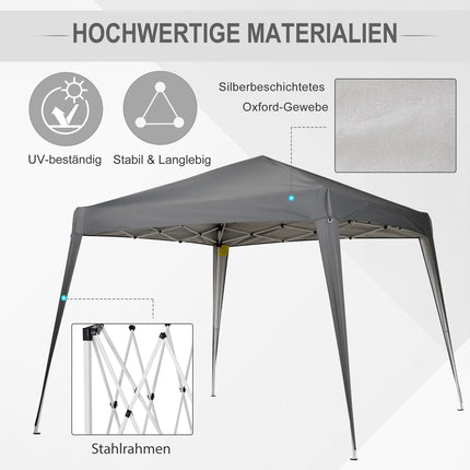 Faltpavillon mit Tragetasche, 2,4x2,4M Stahlgrau